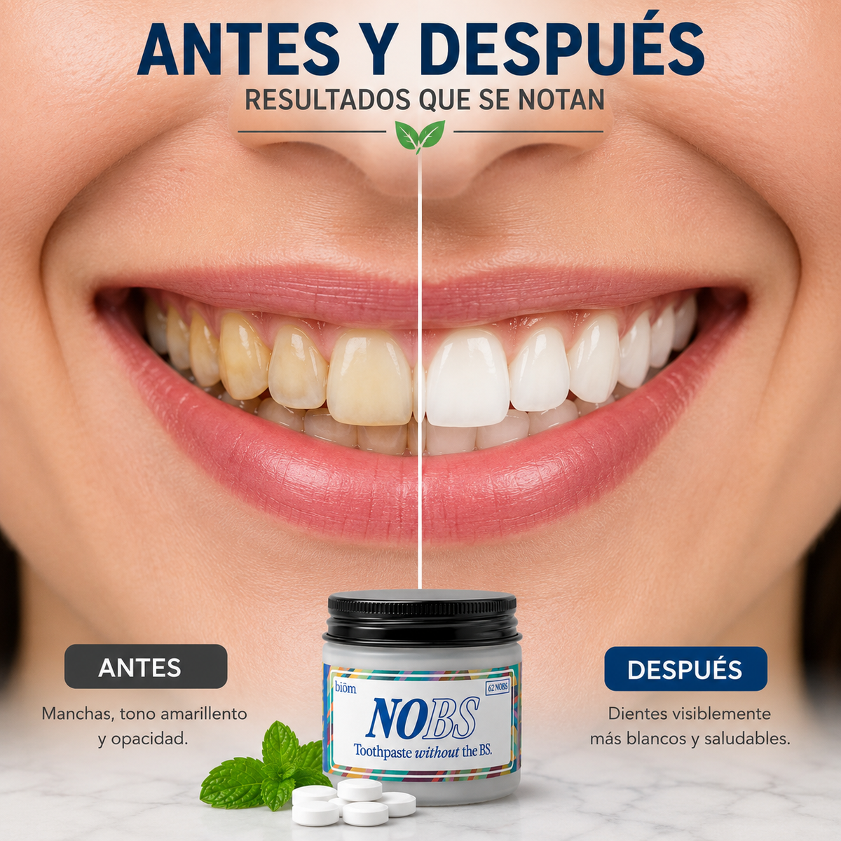 🦷 DentTabs NOBS | Tabletas Dentales Blanqueadoras