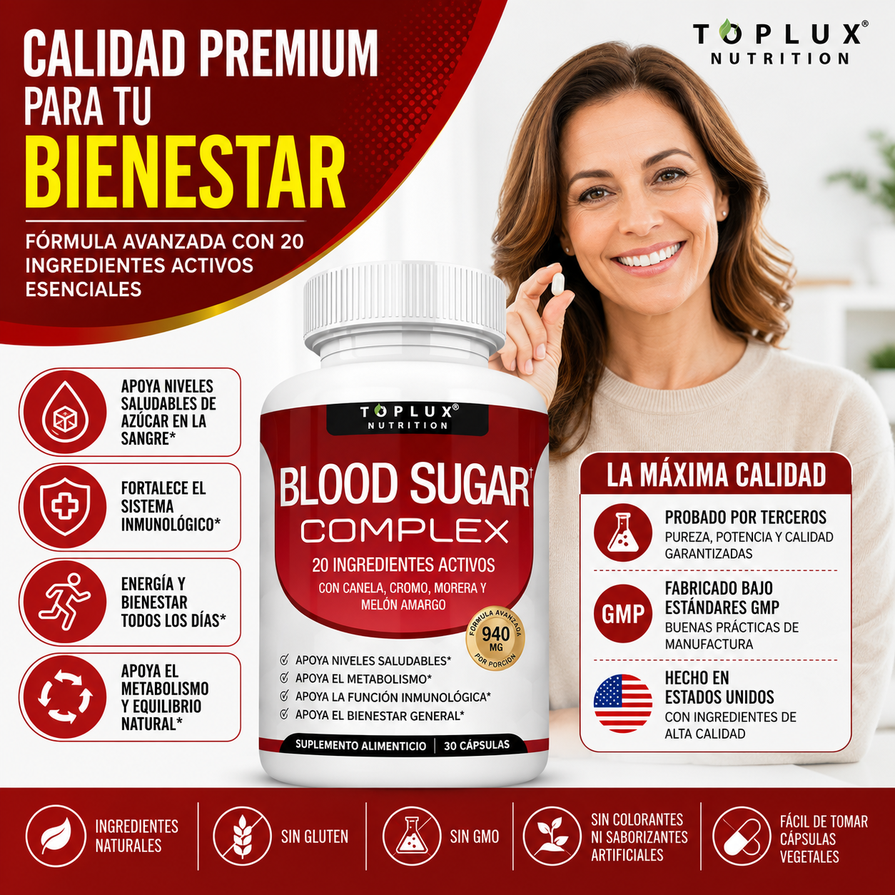 BLOOD SUGAR COMPLEX | Suplemento para mejorar niveles de azúcar