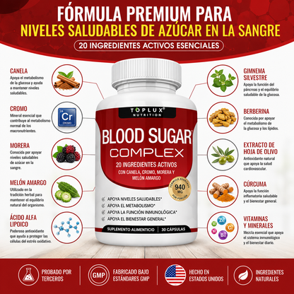 BLOOD SUGAR COMPLEX | Suplemento para mejorar niveles de azúcar