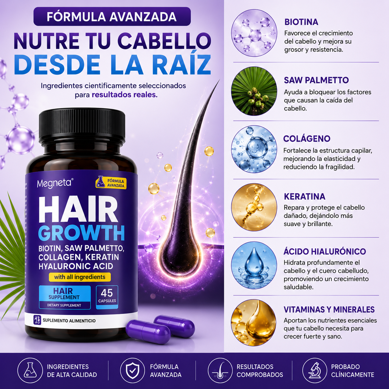 Hair Growth Megneta – Crecimiento y Fortaleza Capilar