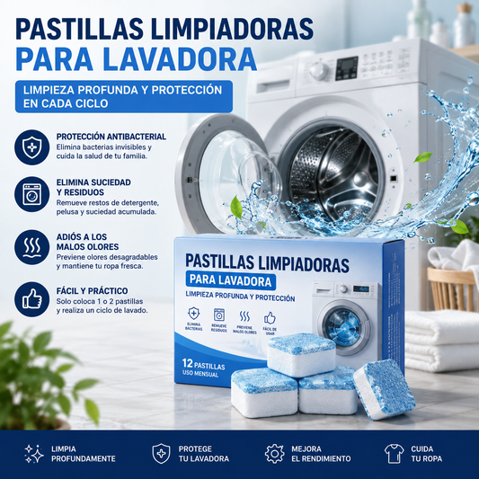 Pastillas efervescentes limpia lavadora | 12 piezas