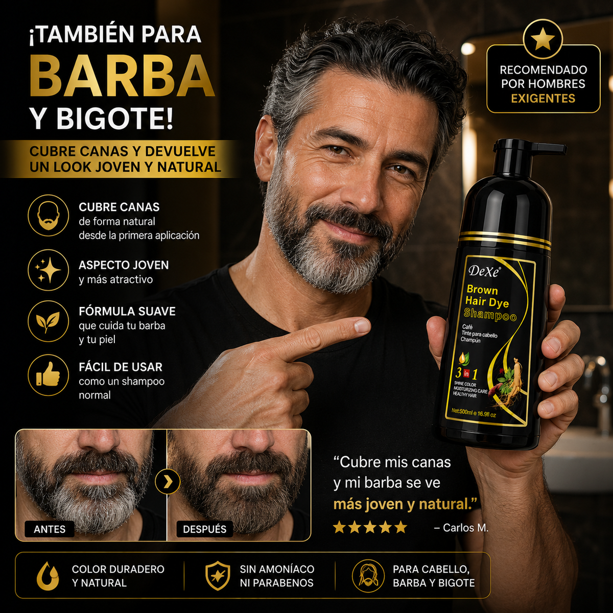 Shampoo Tinte Anti Canas 500ML | NEGRO Y CAFE