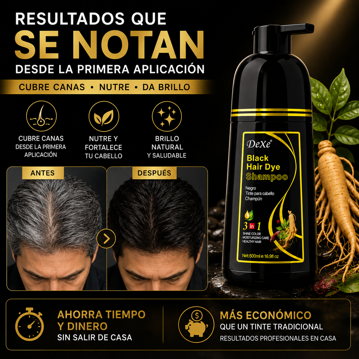 Shampoo Tinte Anti Canas 500ML | NEGRO Y CAFE