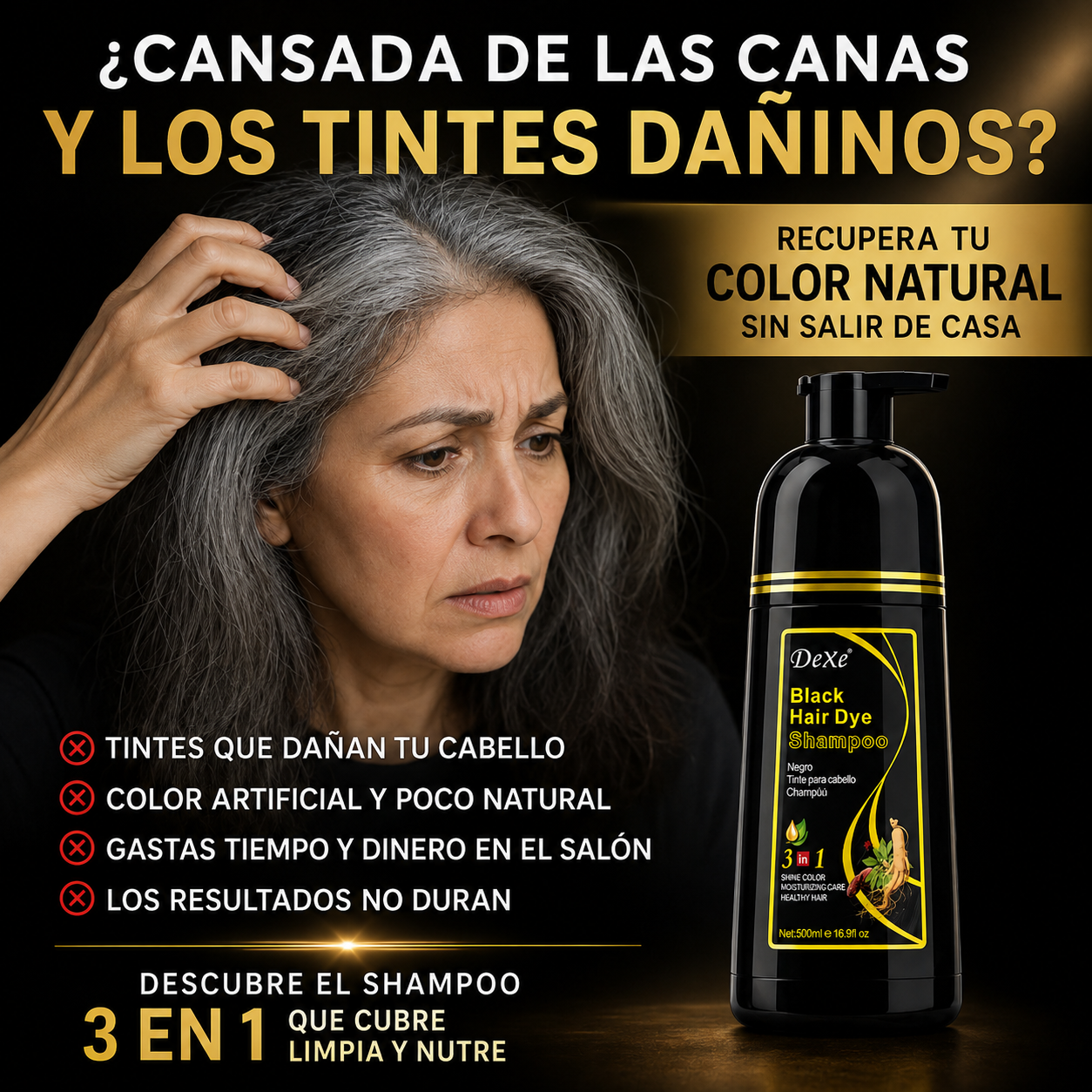 Shampoo Tinte Anti Canas 500ML | NEGRO Y CAFE