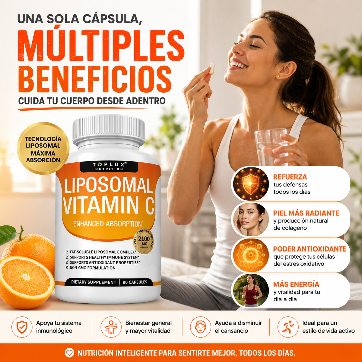 Vitamina C Liposomal TopLux | Defensas, Colágeno y Vitalidad