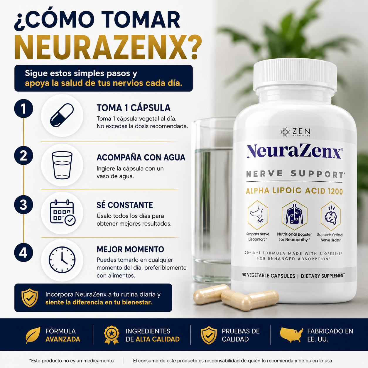 Suplemento NeuraZenX Nutrients Nervios