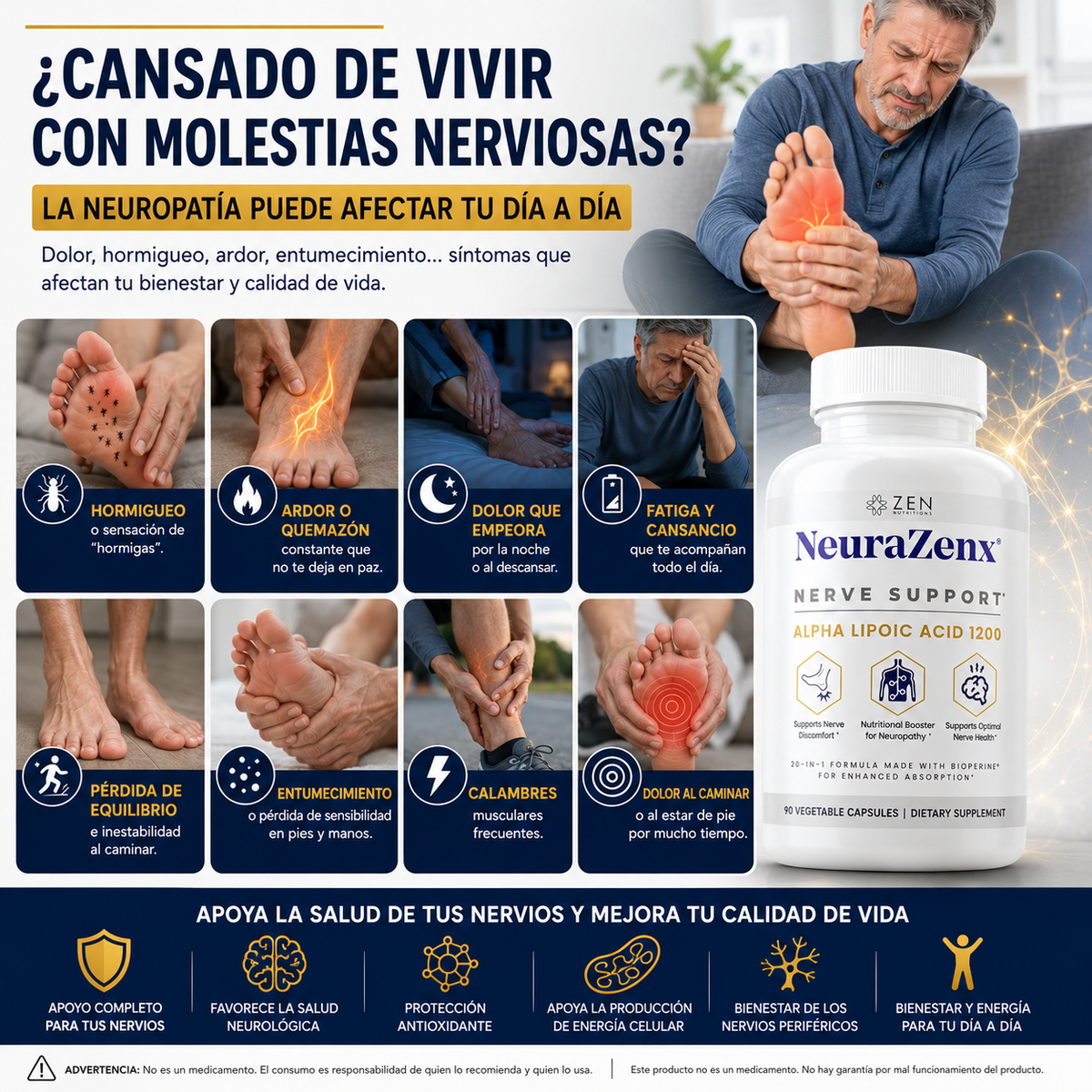Suplemento NeuraZenX Nutrients Nervios