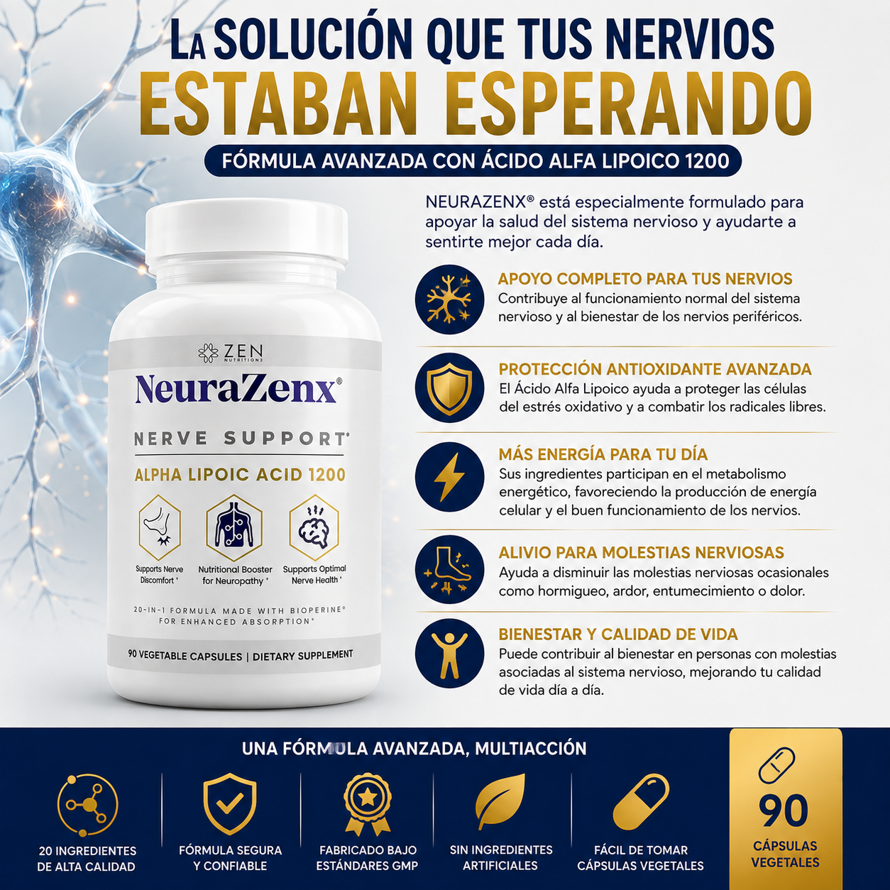 Suplemento NeuraZenX Nutrients Nervios