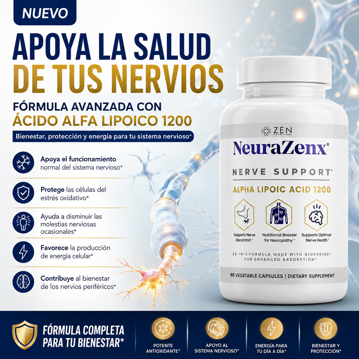 Suplemento NeuraZenX Nutrients Nervios